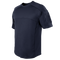 The Condor Trident Short Sleeve Battle Top in navy features visible stitching, a crew neck, and a Velcro patch on the left sleeve—perfect for military or first responder use.